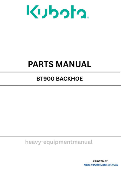 Kubota BT900 Backhoe Parts Manual PDF