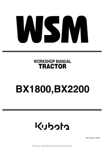 Kubota BX1800 BX2200 Tractor Workshop Service Manual (9Y011-12463) PDF Download