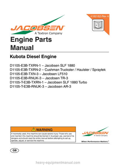 Kubota D1105 Series Diesel Engine Parts Manual PDF
