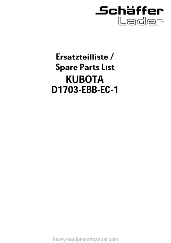 Kubota D1703-BB-EC-1 Diesel Engine Parts Manual PDF
