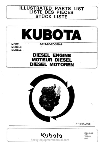 Kubota D722-BB-EC-STD-2 Diesel Engine Parts Manual PDF Download