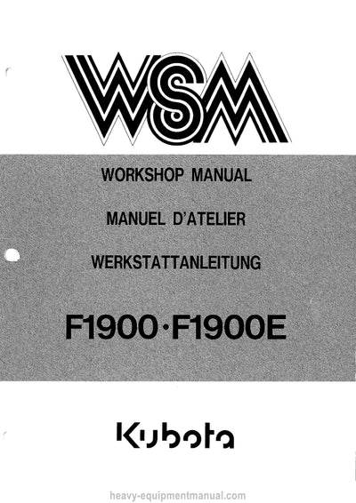 Kubota F1900 F1900E Mower Workshop Service Manual PDF