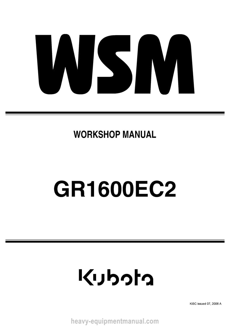 Kubota GR1600EC2 Tractor Workshop Service Manual (9Y011-15560) PDF Download