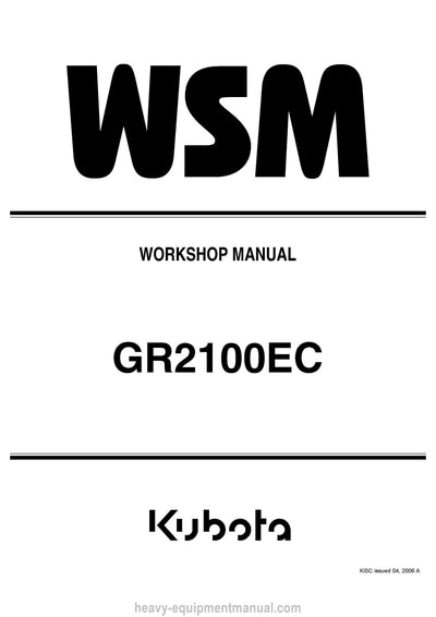 Kubota GR2100EC Lawn Mower Workshop Service Manual PDF Download