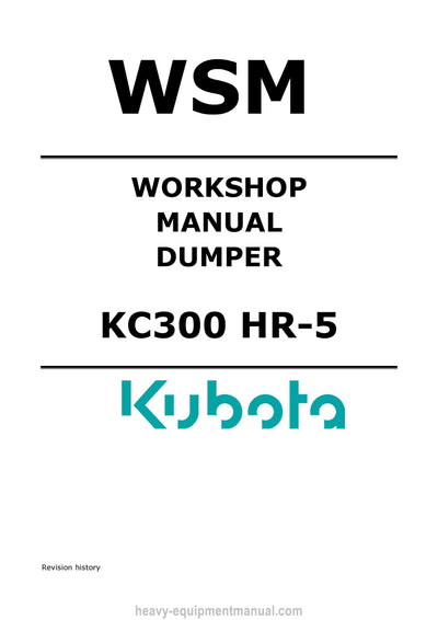 Kubota KC300 HR-5 Dumper Workshop Service Manual PDF Download