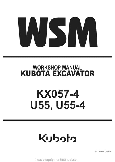 Kubota KX057-4 U55 U55-4 Excavator Workshop Service Manual PDF