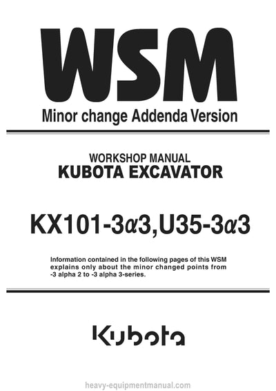 Kubota KX101-3a3 U35-3a3 Excavator Workshop Service Manual (RY921-21200) PDF Download