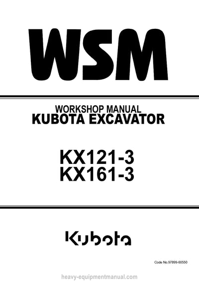Kubota KX121-3 KX161-3 Excavator Workshop Service Manual (97899-60550) PDF