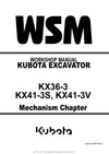 Kubota KX36-3 KX41-3S KX41-3V Excavator Workshop Service Manual (97899-60810)