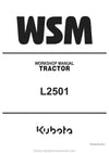 Kubota L2501 Tractor Workshop Service Manual PDF Download