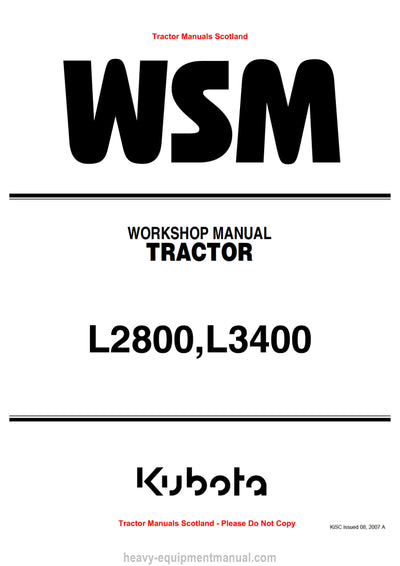 Kubota L2800 L3400 Tractor Workshop Service Manual (9Y011-13193) PDF Download