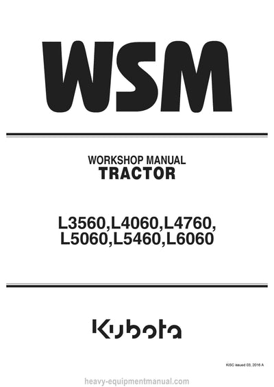 Kubota L3560, L4060, L4760, L5060, L5460, L6060 Tractor Workshop Manual PDF