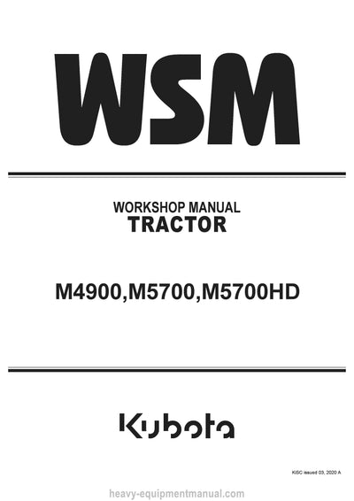 Kubota M4900 M5700 M5700HD Tractor Workshop Service Manual (9Y011-12555) PDF Download