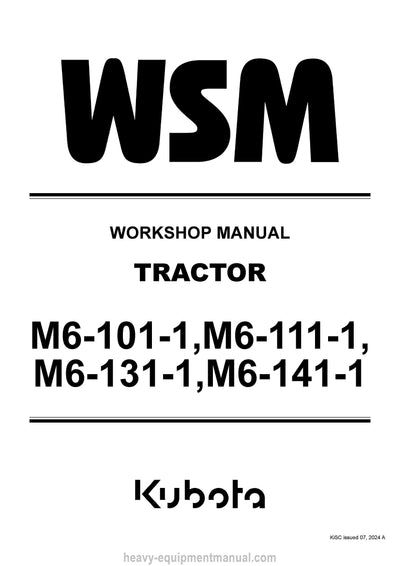 Kubota M6-101-1, M6-111-1, M6-131-1, M6-141-1 Tractor Workshop Manual (9Y111-26824) PDF Download