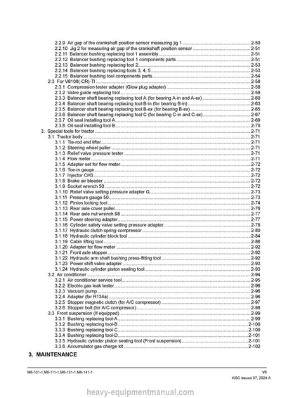 Kubota M6-101-1, M6-111-1, M6-131-1, M6-141-1 Tractor Workshop Service Manual