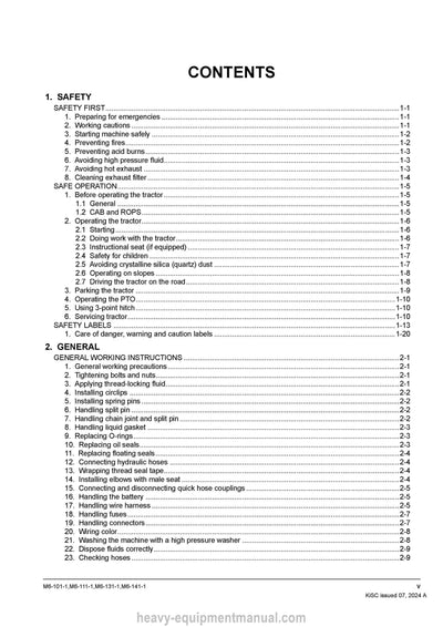 Kubota M6-101-1, M6-111-1, M6-131-1, M6-141-1 Tractor Workshop Service Manual
