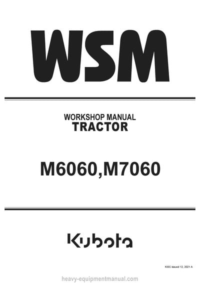 Kubota M6060 M7060 Tractor Workshop Service Manual (9Y111-08268) PDF Download