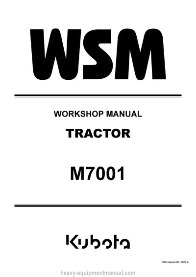 Kubota M7001 Tractor Workshop Service Manual (9Y111-12188) PDF Download