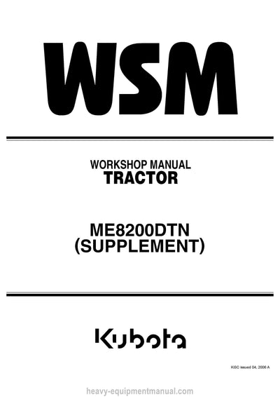 Kubota ME8200DTN Tractor Supplement Workshop Manual (9Y011-18311) PDF Download