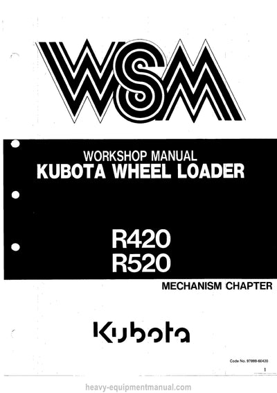 Kubota R420 R520 Wheel Loader Workshop Service Manual (97899-60420) PDF Download