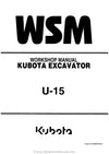 Kubota U-15 Excavator Workshop Service Manual (97899-60510) PDF Download