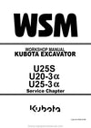 Kubota U25S U20-3a U25-3Sa Excavator Workshop Manual (97899-61500) PDF Download