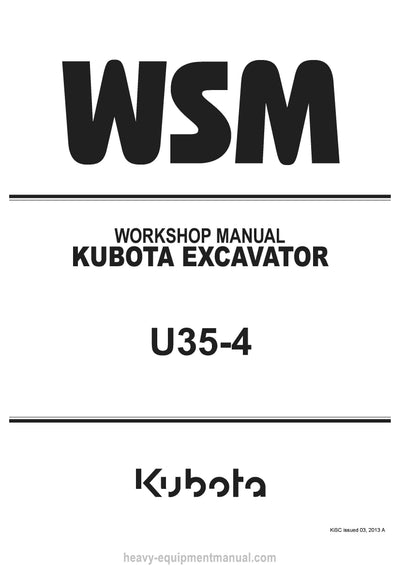 Kubota U35-4 Excavator Workshop Service Manual (RY911-21840) PDF Download