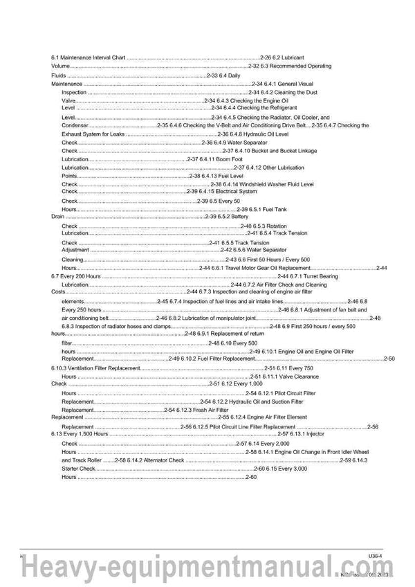 Kubota U36-4 Excavator Service Shop Manual PDF Download