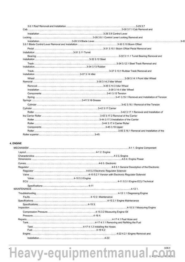 Kubota U36-4 Excavator Service Shop Manual PDF Download