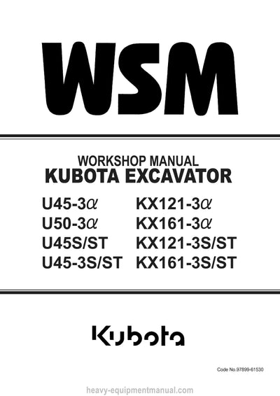 Kubota KX161-3 KX121-3 KX121-3S/ST KX161-3S/ST Excavator Workshop Manual PDF
