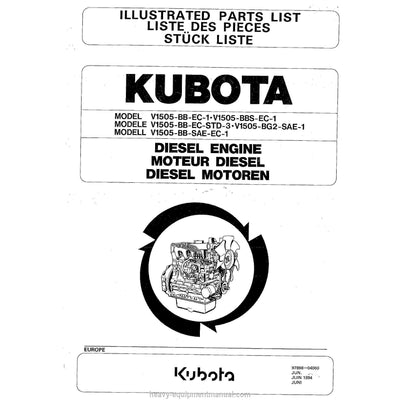 Kubota V1505 Series Diesel Engine Parts Manual PDF