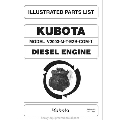 Kubota V2003-M-T-E2B-COM-1 Diesel Engine Parts Manual PDF