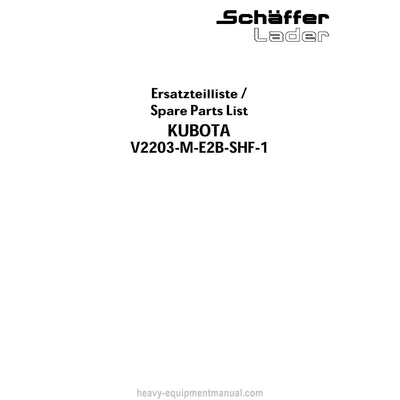 Kubota V2203-M-E2B-SHF-1 Diesel Engine Parts Manual PDF