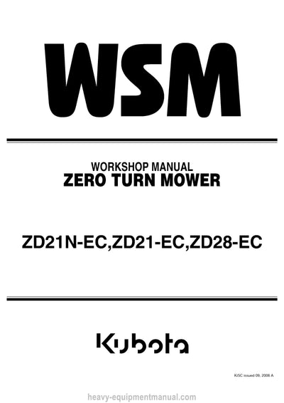 Kubota ZD21N-EC, ZD21-EC, ZD28-EC Mower Service Manual PDF