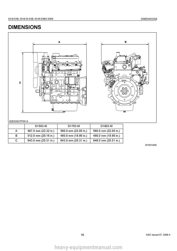 Kubota 03-M-E3B SERIES Diesel Engine Workshop Manual PDF Download