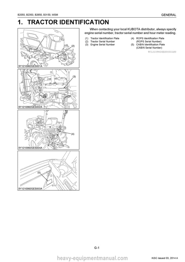 Kubota B2050 B2350 B2650 B3150 Tractor Workshop Service Manual PDF Download