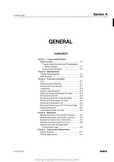 Kubota B7100HST B6100HST Tractor Workshop Manual (07909-70306-4) PDF Download