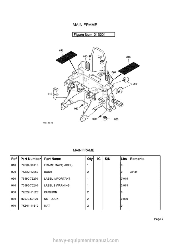 Kubota BH65 Backhoe Parts Manual PDF