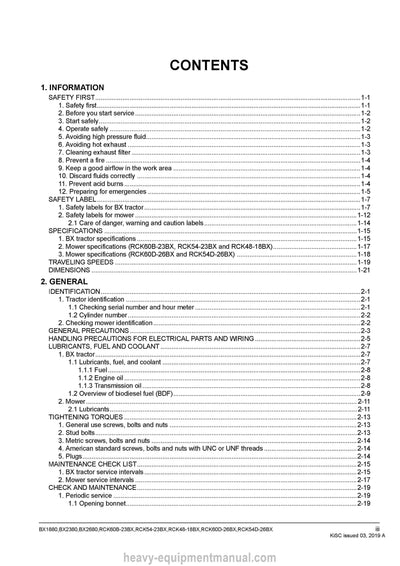 Kubota BX1880, BX2380, BX2680 Tractor Mower Workshop Service Manual (9Y111-16342) PDF Download