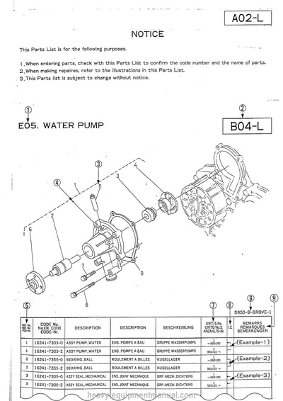 Kubota D1302-BBS-1 Diesel Engine Parts Manual PDF