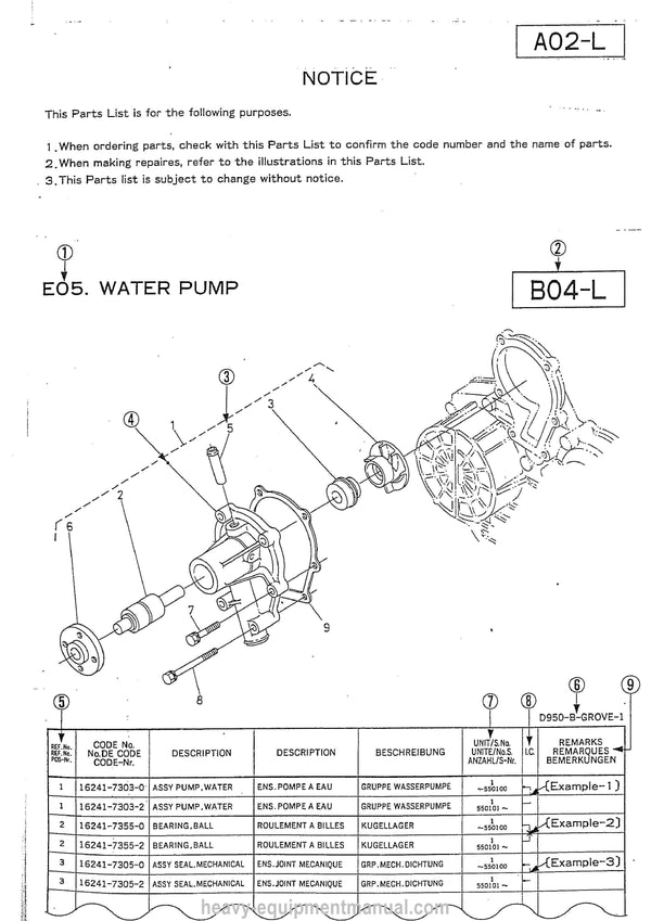 Kubota D1302-BBS-1 Diesel Engine Parts Manual PDF