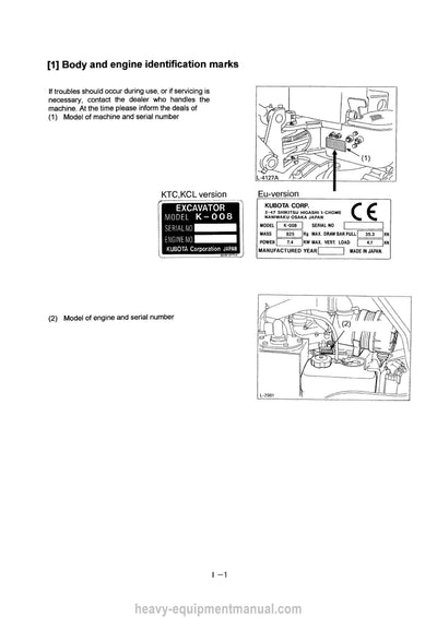 Kubota K-008 Excavator Workshop Service Manual (97899-60471) PDF Download