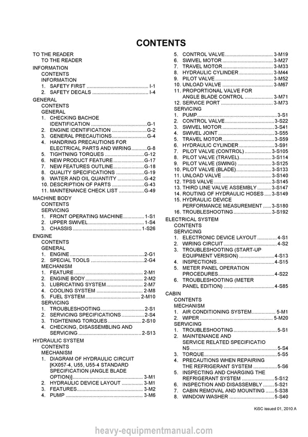Kubota KX057-4 U55 U55-4 Excavator Workshop Service Manual PDF