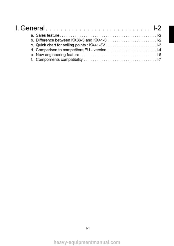 Kubota KX36-3 KX41-3S KX41-3V Excavator Workshop Service Manual (97899-60810)