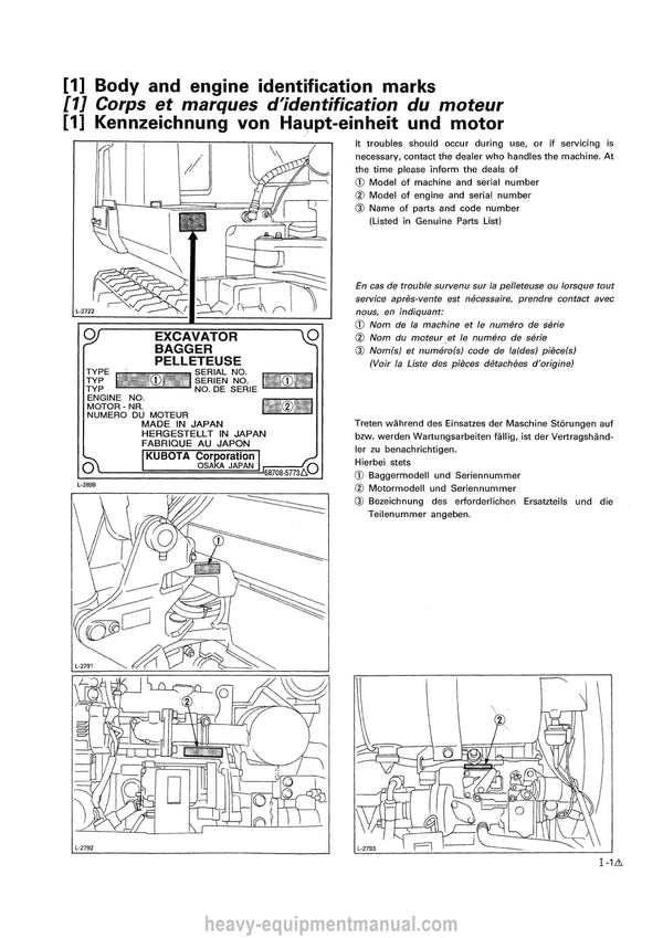 Kubota KX36 KX61 KX101 KX41 KX71 KX151 Excavator Workshop Service Manual (97899-60283) EN FR DE