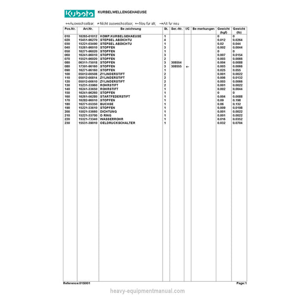 Kubota KX41HS Diesel Engine Parts Manual PDF