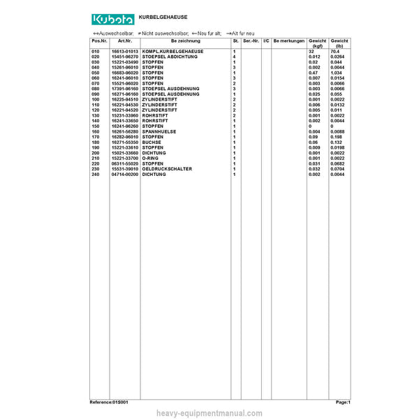 Kubota KX61-2 ALPHA Diesel Engine Parts Manual PDF