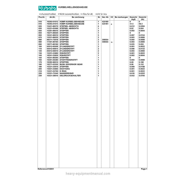 Kubota KX61HAB Diesel Engine Parts Manual PDF