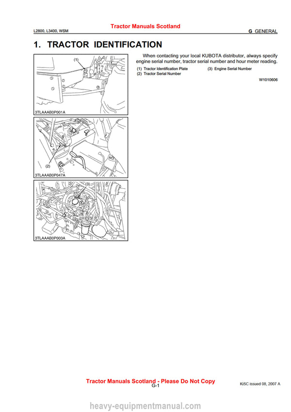 Kubota L2800 L3400 Tractor Workshop Service Manual (9Y011-13193) PDF Download