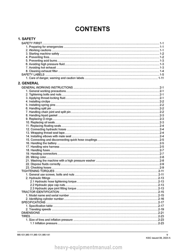 Kubota M6-101 M6-111 M6-131 M6-141 Tractor Workshop Manual (9Y111-26272) PDF Download